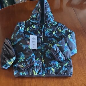 Epic Threads Kids Dinosaur Puffer Jacket - Black and Blue SIZE 7
